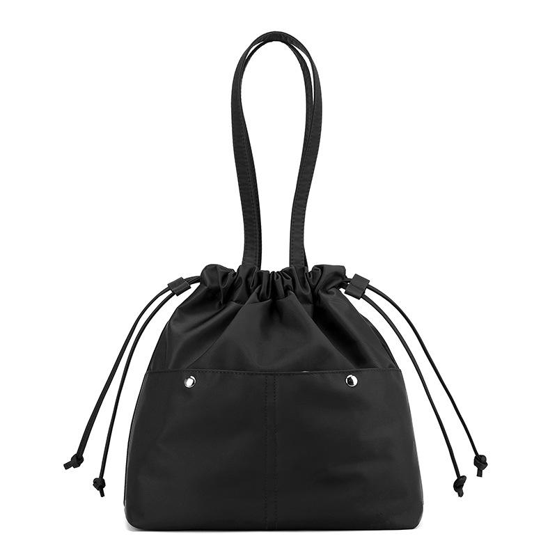 Drawstring Shoulder Bag Women's Handbag Lightweight Water-Repellent Nylon Tote Bag