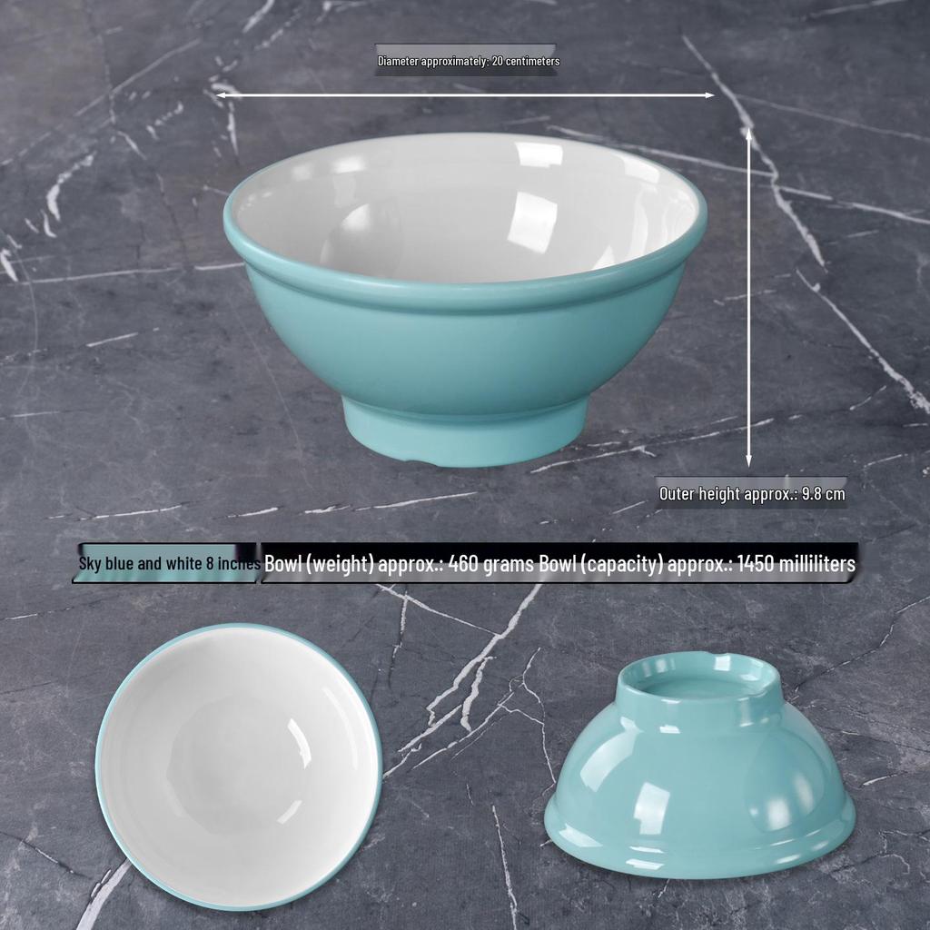 Melamine Noodle Restaurant Bowl - High-Footed, Imitation Porcelain for Wonton, Soup, Beef Rice Noodles, Mala Tang