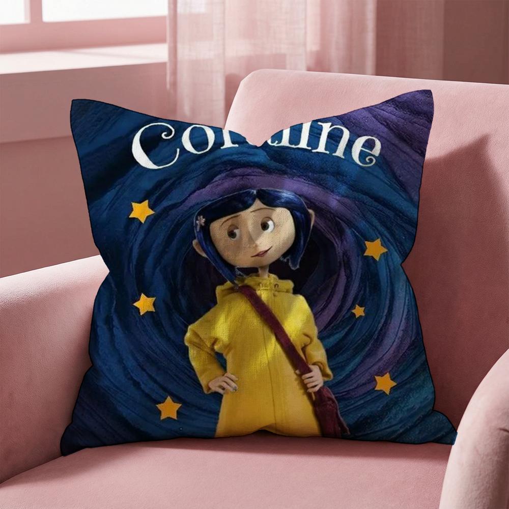 HOT Cartoon Coraline Cushion Cover MultiScene Pillow Cover for Home Car Reversible Soft Durable for Daily Use