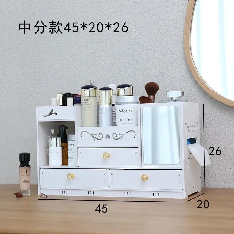 Large Dressing Table With Mirror And Drawer Storage Makeup Bedroom Furniture Desktop Storage Makeup Vanity Box Home Furniture