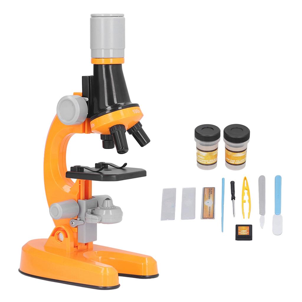Kids Microscope Kit LED 1200X Microscope with Specimen Slides Science Educational Toy Birthday Gift