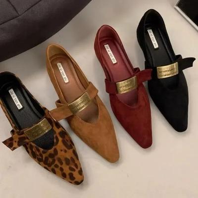 2025 Neue Damenschuhe Flache Damenballerinas Mode Leopardenmuster Tägliche Ballerinas Damen Sexy Spitz Zehenbereich Flach Niedrige Absätze Zapatos