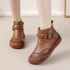 2026 New Women's Ankle Boots Retro Lace-up Round Toe Flat Shoes Female Warm Non-slip Comfortable Mom Short Boots
