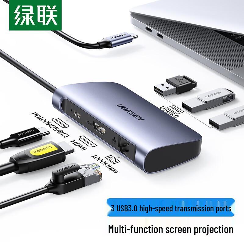 UGREEN Type-C 6-in-1 Hub with HDMI & Gigabit Ethernet