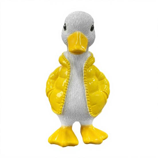 Duck Figurine Ornaments, Resin Cute Duck Sculpture with Down Jacket Desktop Decor for Home Office Car, Duck Miniature Scene Decoration