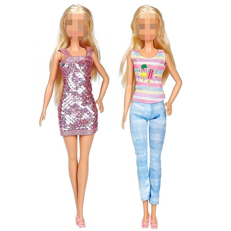 50 Pack Barbie Doll Clothes Tops Pants Dresses Shoes Fashion Party Accessories Set Kids Girls Toy Gift