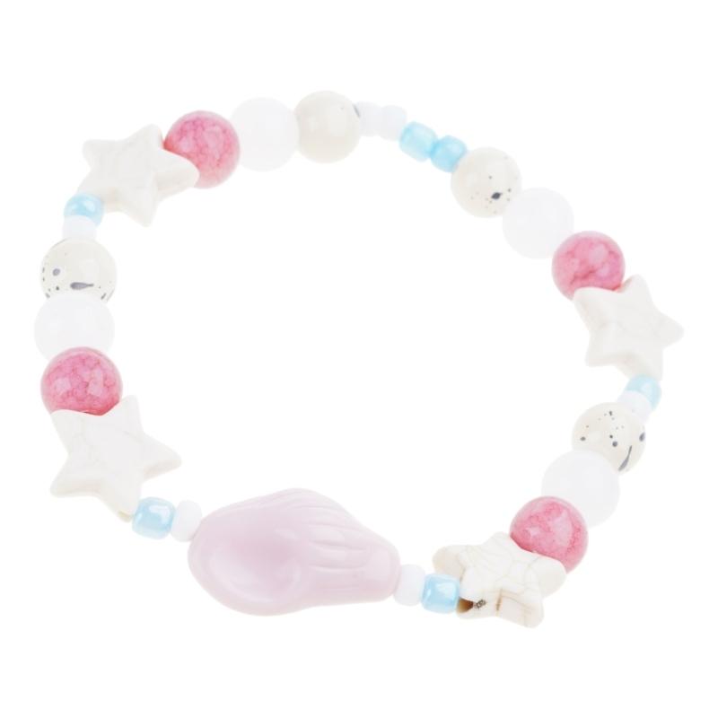 A52E Stylish Ceramic Bead Bracelet With Conch Shell Charm Jewelry Accessory