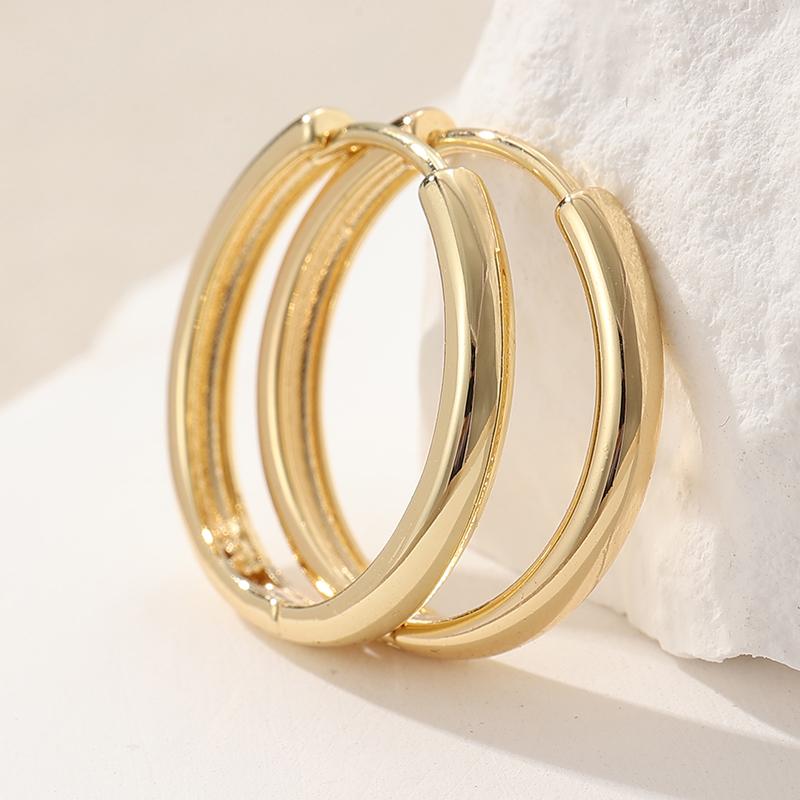 Elegant Concise Golden Plated Circled Hoop Earring for Woman's Vintage Geometric Party Vacation Jewelry Accessories Crafts Gifts