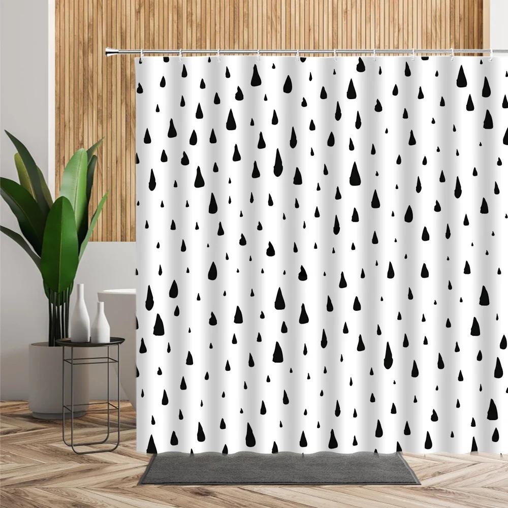 3D Cartoons Black White Cat Bathroom Waterproof Shower Curtain Simple Footprint Bathroom Curtains Set Bathtub Screen With Hooks