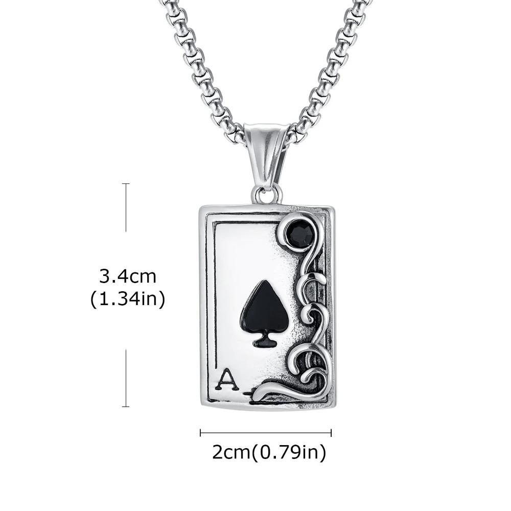 

Vnox Gothic Spade A Pendant Necklace for Men, Gold Silver Color Stainless Steel Box Chain, Vintage Black Playing Card Jewelry 50cm