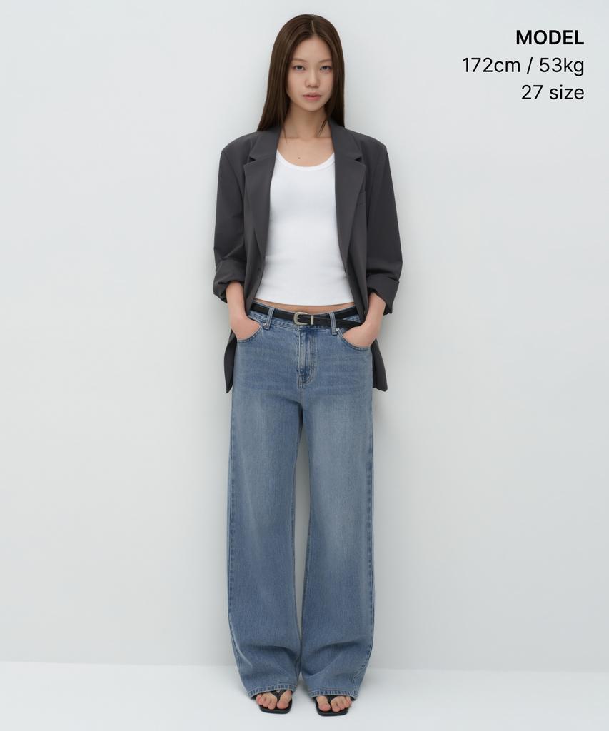 MUSINSA STANDARD WOMAN Women'S Essential Wide Denim Pants [Light Indigo]