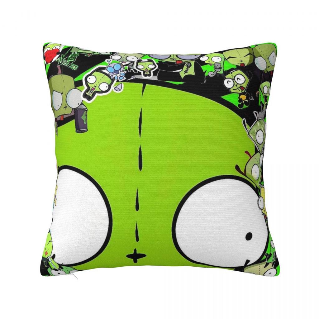 Invaders Zims Cartoon Pillow Cover Square Pillow Case Cushion Cover Vintage Graphic Pillowcases For Sofa Home Decorative
