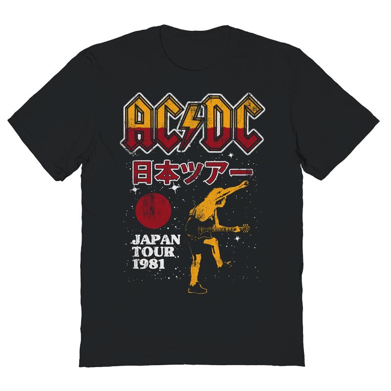 ACDC Band 1981 Tokyo Concert Commemorative Edition Men's Metal Punk Cotton Short Sleeve T-Shirt Graphic T Shirts