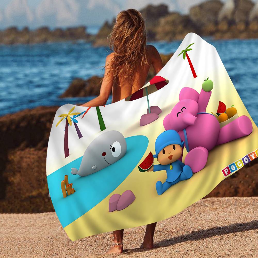 Cartoon P-Pocoyo Microfiber Beach Towel Absorbent Quick Dry Soft Yoga Swimming Resort Mountain Climbing Towel