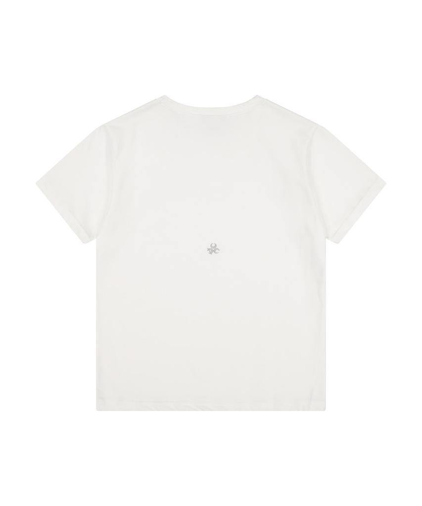 DAUSPICE (Duc) Eyelet Stud Semi-Crop T-Shirt White