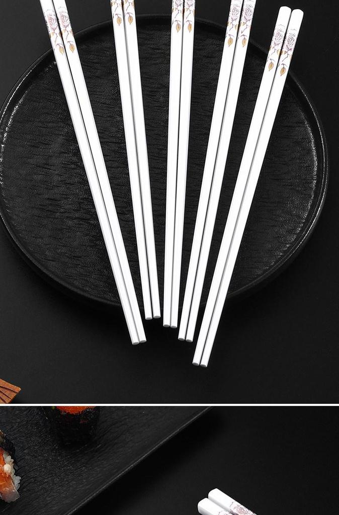 Anti-Slip Ceramic Chopsticks, Mold-Resistant, Easy to Clean, High Temp Resistant, Chinese Style, 10 Pairs