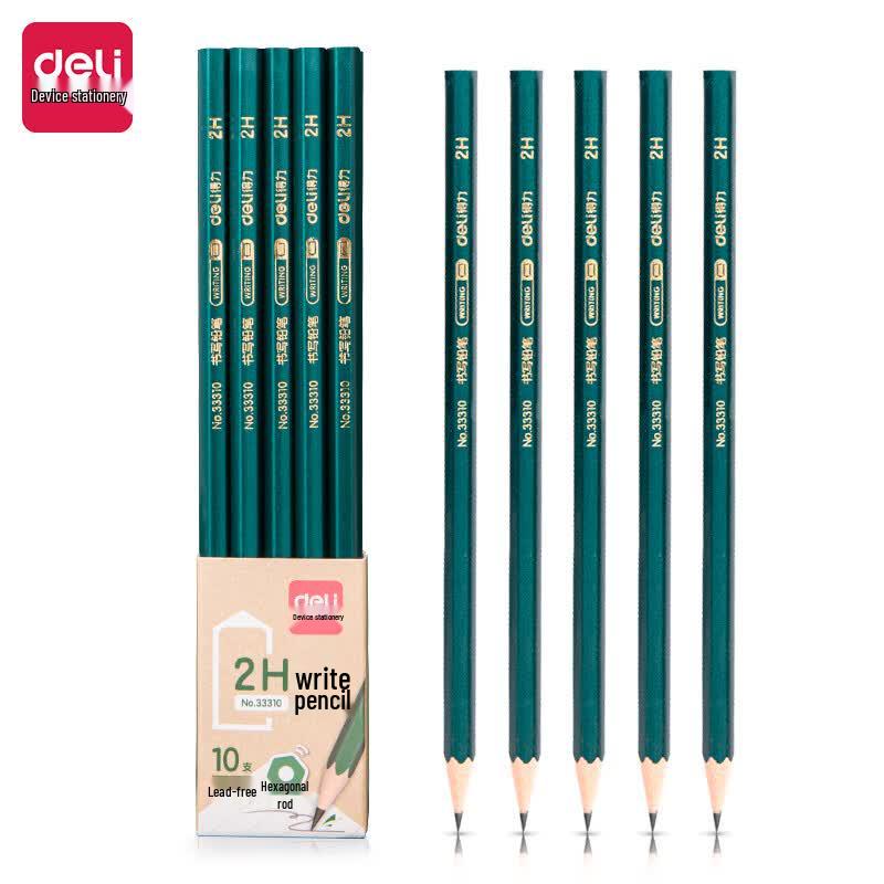 Deli 33310 HB Hexagonal Wooden Pencils, Mixed Styles, 50-Pack