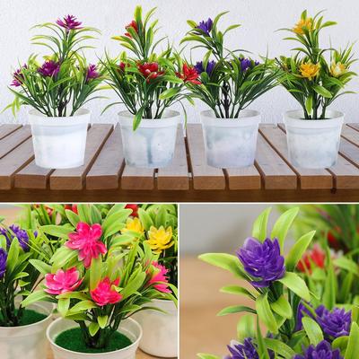 Gelbe Farbe Hochzeitsfeier Dekoration Miniaturlandschaft Künstliche Blumen Falsche Pflanzen mit Töpfen Außendekoration