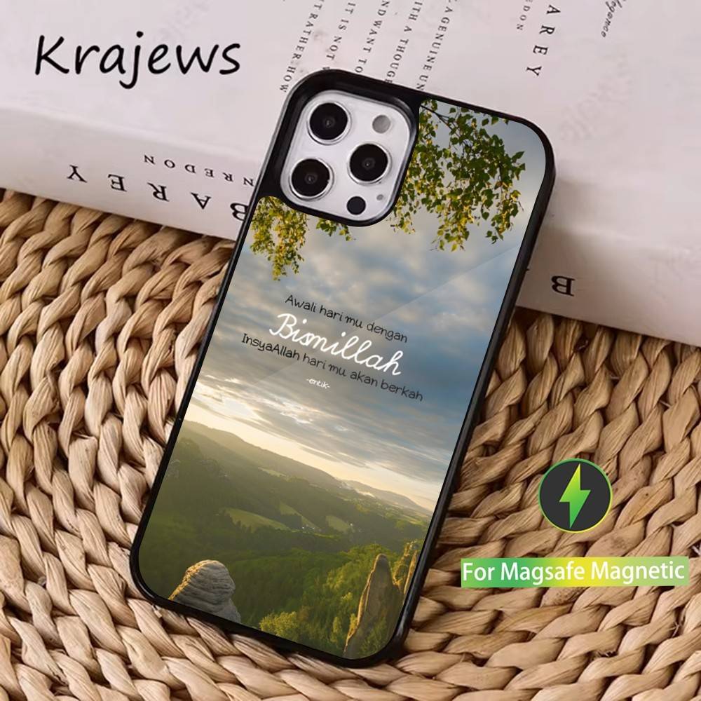 Bismillah Allah Islam Kunst Telefoonhoesje Voor iPhone 16,15,14,17,13,12,11,Pro,Max,Plus,Mini, Magsafe,Magnetische Draadloze Oplaadhoes