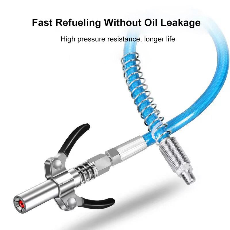 10000 PSI Grease Tool Coupler Heavy-Duty Quick Lock and Release Double Handle Stainless Steel NPTI/8 Leak-Free Grease Tool Tip