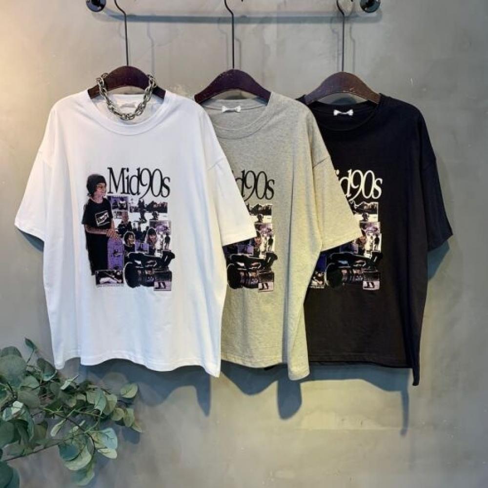 C S In The Room Mid vInTage prInTIng looSe FiT ShorT Sleeve T ShirT 3 ColorS