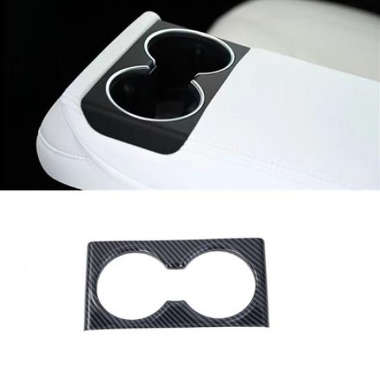 Carbon Fiber Rear Water Cup Holder Cover Trim For Tesla Model 3 2024 2025 2026