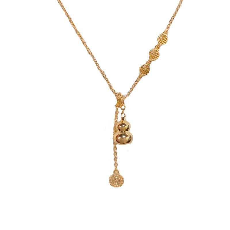 Women's New Chinese Style Fashion Simple Fu Character Gourd Tassel Necklace