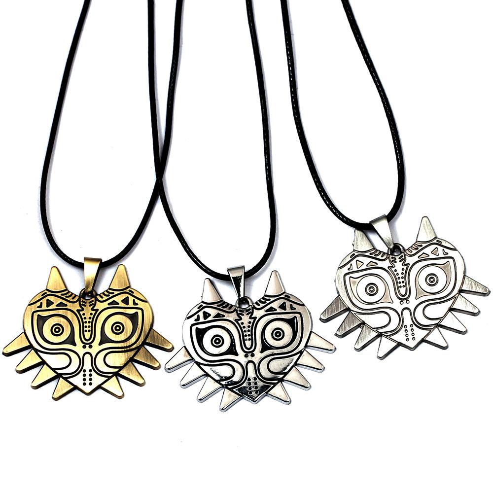 The Legend of Zelda Cord Necklace for Men Women Majoras Mask Pendant Choker Necklaces Cosplay Vintage Collection Decoration Gift