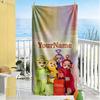 Teletubbies Customize Text Beach Towel Quick-Dry Soft Microfiber Ideal for Travel Outdoor Swim Pool Yoga Surf Camping Hiking Gym Gift Holiday