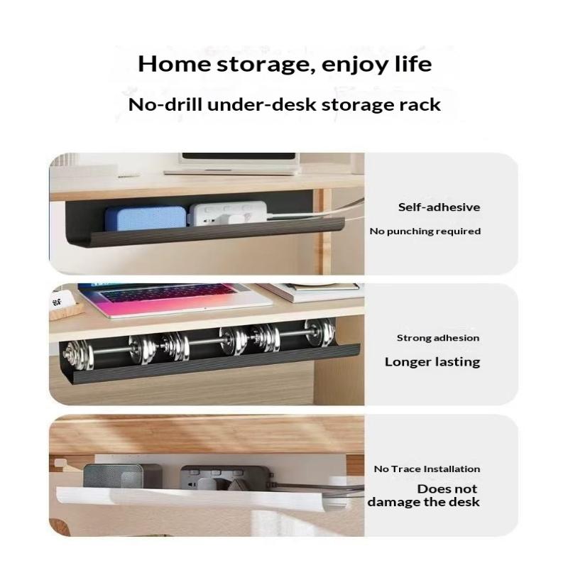 1Pc 40Cm/15.75Inch Pvc Under Table Cable Organizer Punch-Free Office Wire Organizer Holder Easy Installation Wall-Mounted