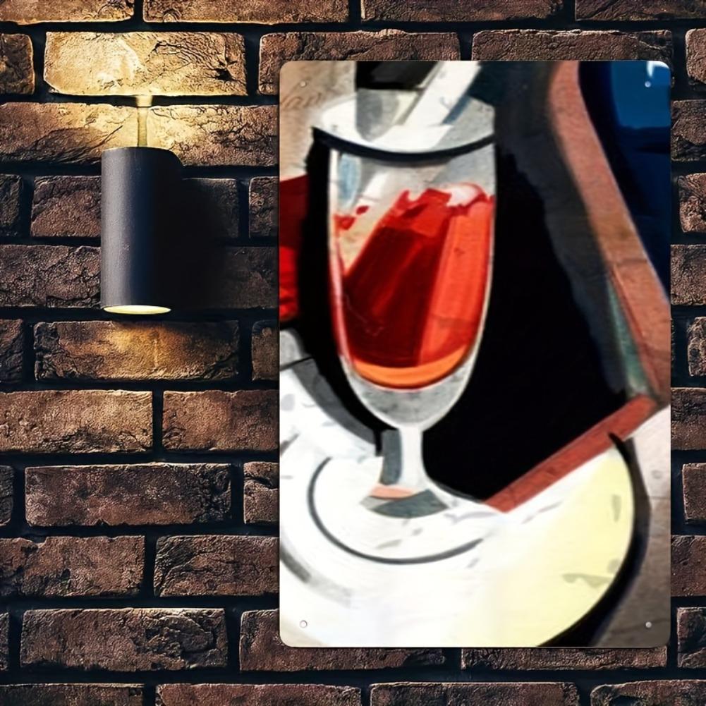 

1pc Vintage Wine Glass Metal Sign - 8x12in Iron Wall Art Plaque, Easy-Mount Rustic Decor for Home Bar/Cafe 20x30cm（7.8x11.8inch）