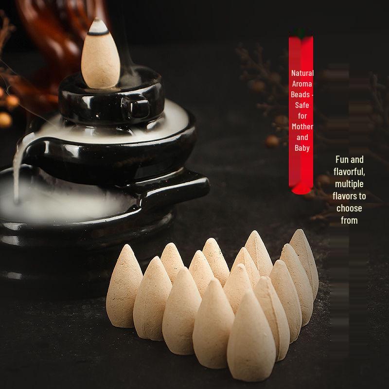 Sandalwood & Lavender Backflow Cone Incense with Pagoda Burner – Bathroom Odor Removal