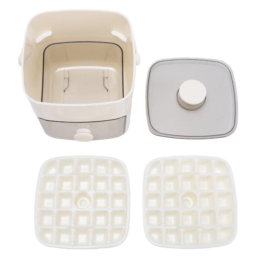 2 Tier Ice Cube Trays with Large Capacity Bin Sealed Transparent Lid Tongs Easy Release Stackable Ice Maker Set for