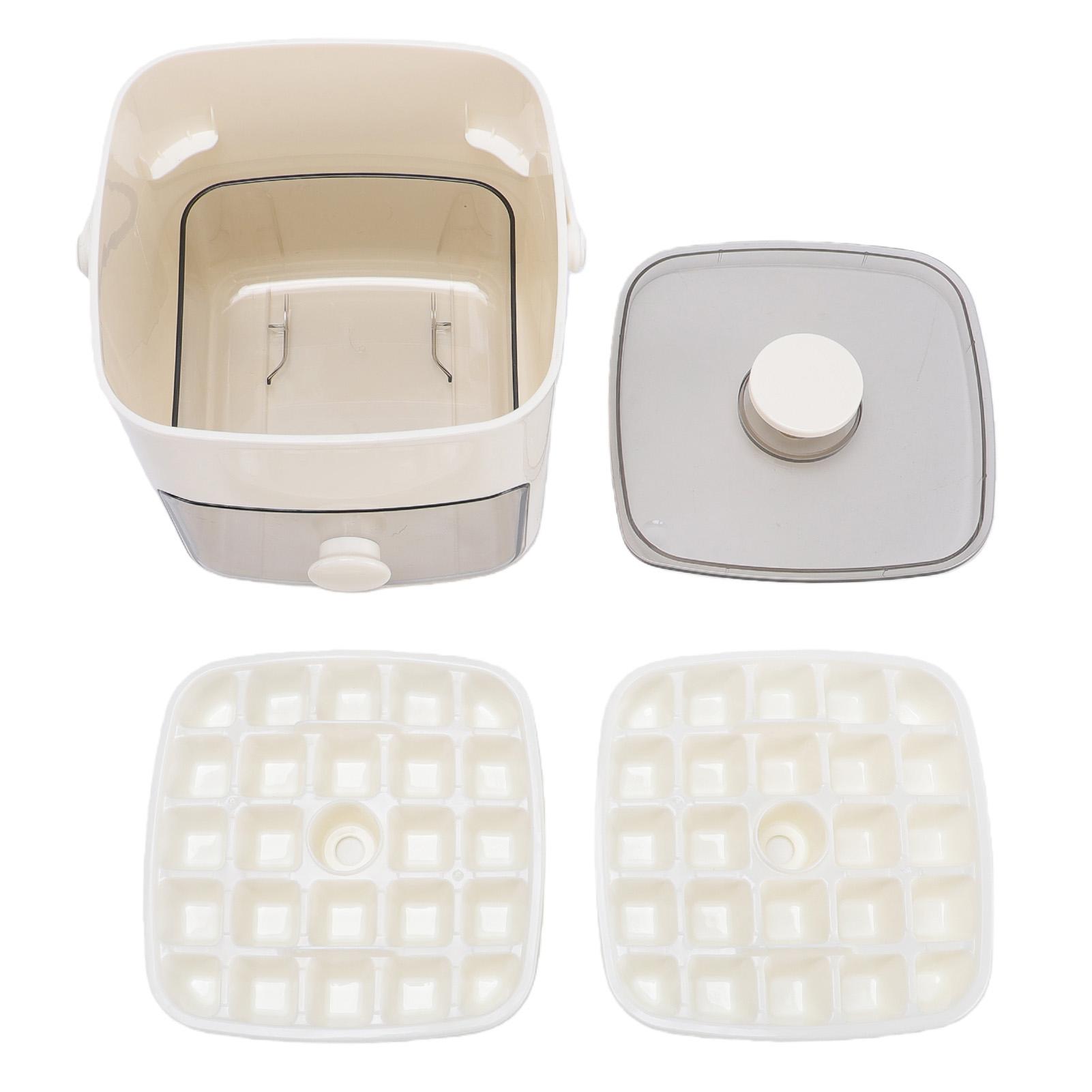 2 Tier Ice Cube Trays with Large Capacity Bin Sealed Transparent Lid Tongs Easy Release Stackable Ice Maker Set for