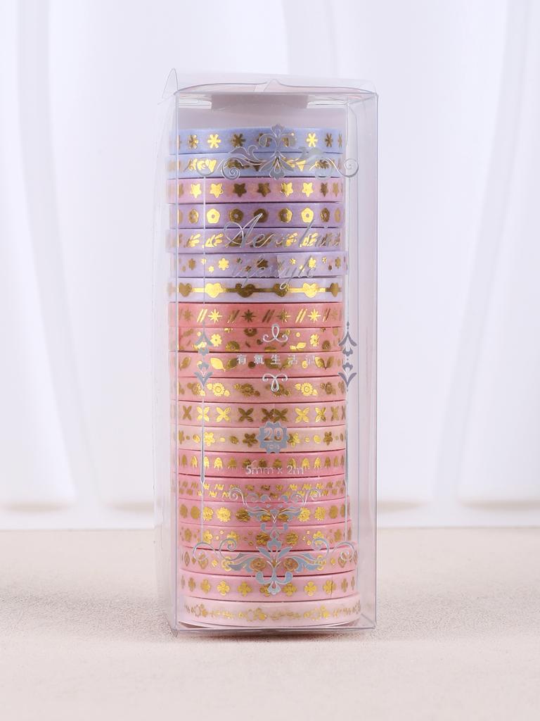 20 Rolls/Box Fine Delicate Bronzing Washi Tape , Masking Tape For Design and Diy, For Precision Work ,Scrapbook Supplies