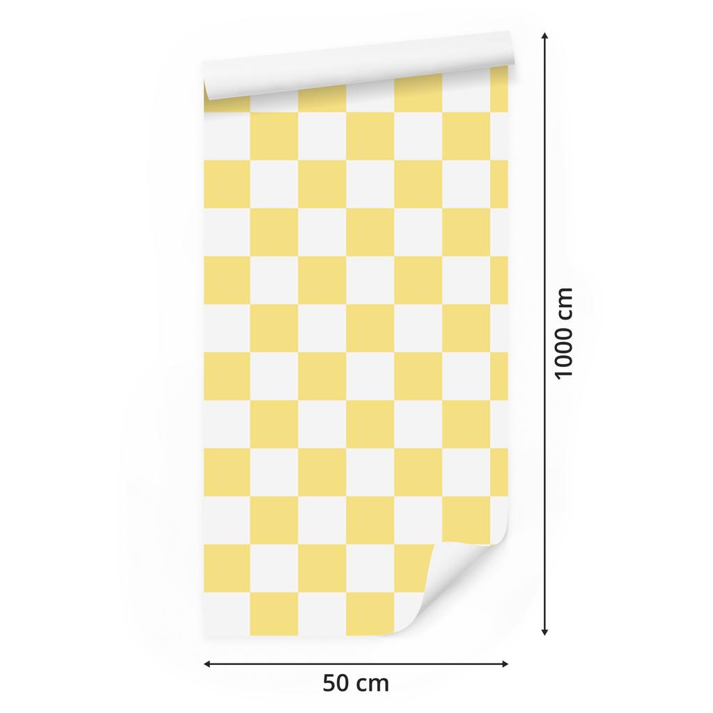 Checkerboard Wallpaper Cream and White for Living Room and Bedroom 50x1000