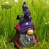 Halloween Tabletop Decorations Vampire Gnome Figurine, Resin Faceless Dwarf Statue with Purple Star Gothic Home Decor Hat And Cape, Spooky Cute