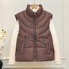 New Down Cotton Vest Women Look Thin and Foreign Fashion Trend Stand Collar Vest Waist Versatile Sleeveless Vest