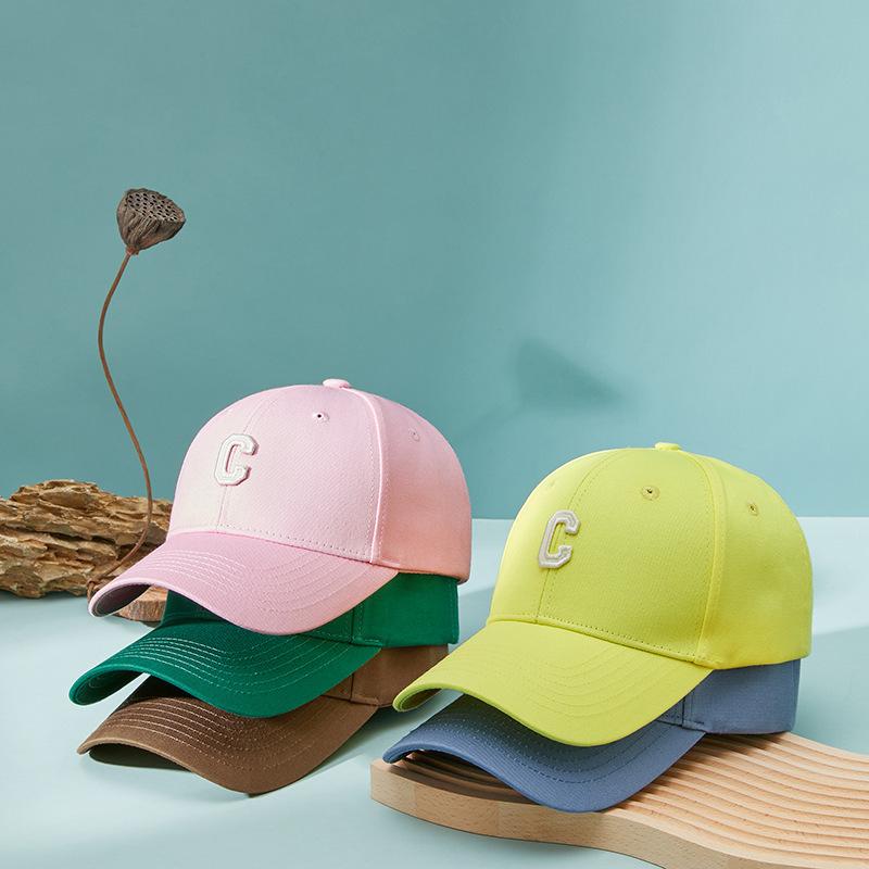 Multi-Color Good Quality C Letter Cotton Baseball Cap For Men And Women, Spring And Summer Sunshade, Sun Protection, Dome Curved Brim Cap