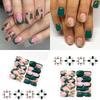 Festive Glittering Snowflake Stick On Nails Christmas Press On Nails Square Short Nail Art For Holiday Parties