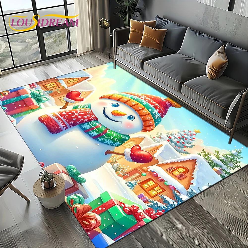 2025 Merry Christmas Tree Santa Claus,New Year Fairy Tale Gift Carpet Rug for Home Bedroom Sofa Doormat Decor,Non-slip Floor Mat