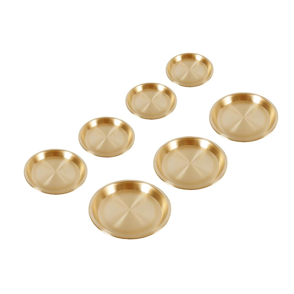 Nordic Style Brass Tray Round Tableware Organizer Decorative Dinnerware Steak Tray for Hotel Restaurant