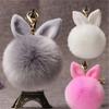Cute Woman Bag Charms Rabbit Hair Fur Ball Key Ring Bag Pendant Pom Pom Key Chain Bunny Keychain