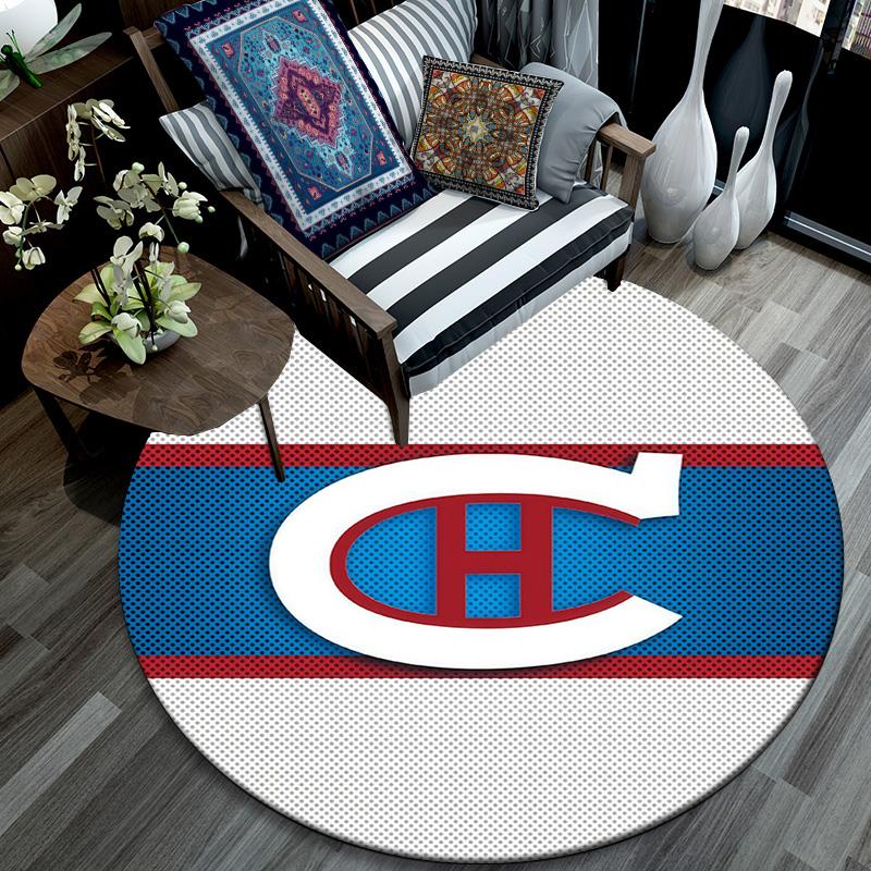 Tappeto Rotondo Montreal Canadiens, Tappeto per Soggiorno Camera da Letto Divano Sala Giochi Decorazione, Tappetino Antiscivolo