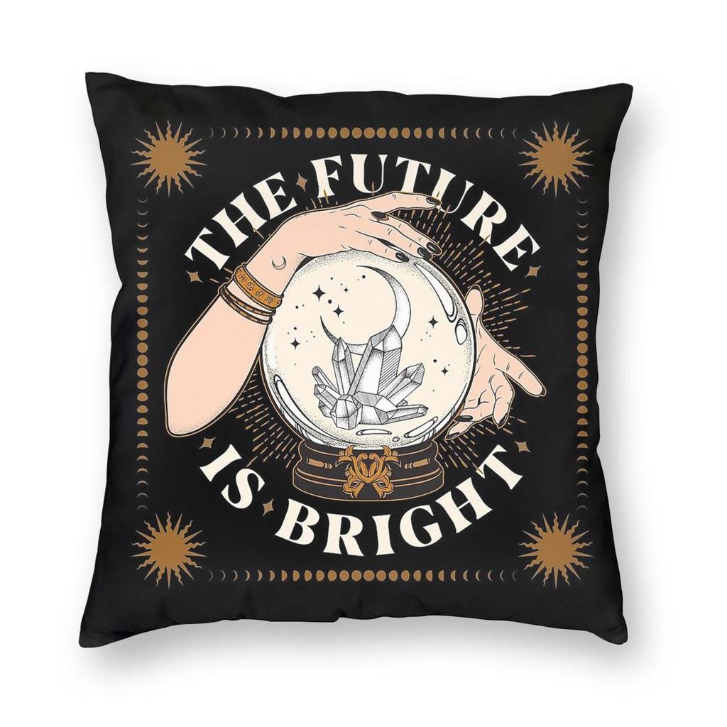 Future Is Bright Crystal Ball Square Pillowcase Polyester Linen Velvet Creative Zip Decorative Pillow Case Sofa Cushion Cover