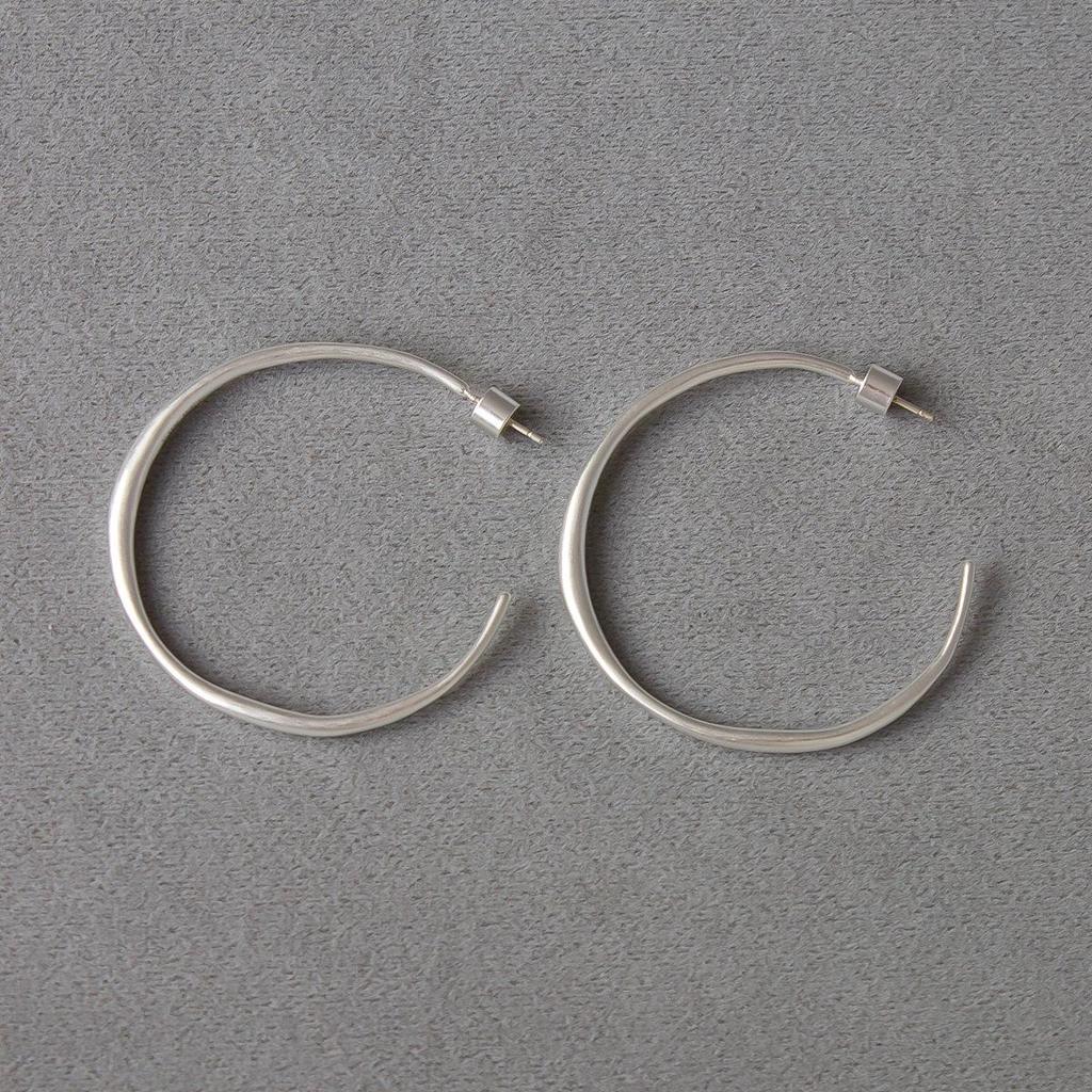 Electroplated Silver Polished Large Hoop Earrings - Simple European Design