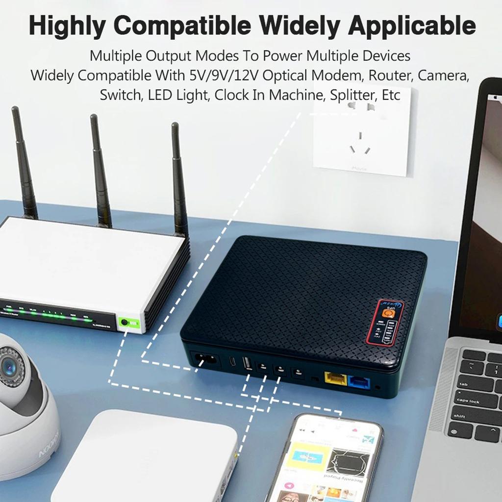 UPS 5V 9V 12V Input Router Modem Battery Backup Standby Power USB Charging Uninterruptible Power Supply