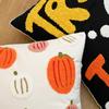 45x45cm Halloween Embroidered Cushion Cover Pumpkin Pillowcase Home Holiday Decor Flock Pillowcases Decorative Pillows for Sofa
