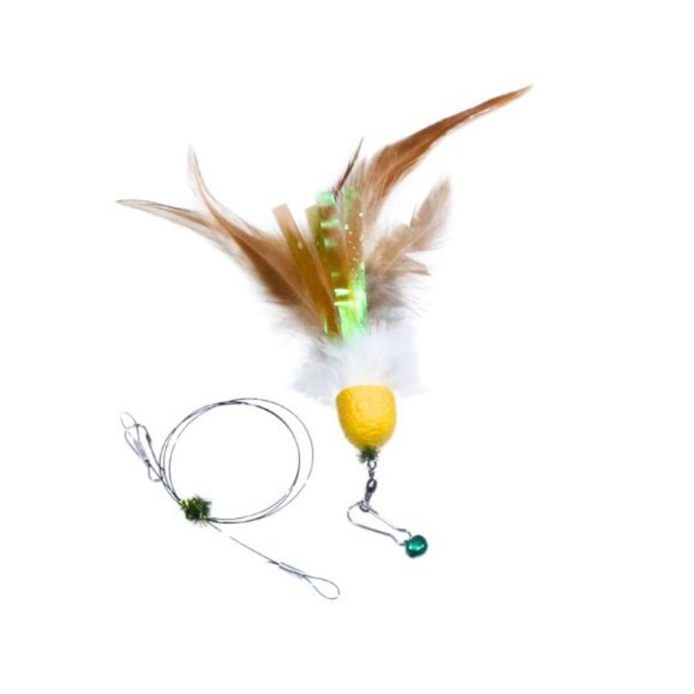 2pcs Feather Silkworm Cocoon Ball Replacement Head Cat Teaser Stick Change Heads Toys Interactive Pet Supplies