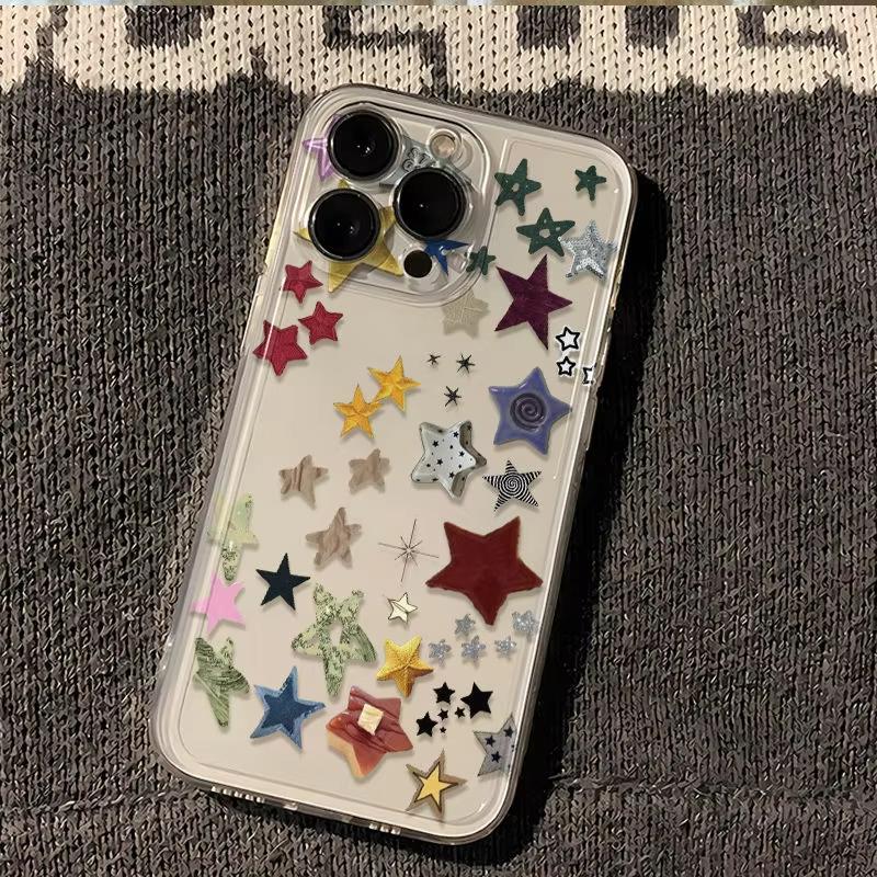 Ins Korean Creative Star Phone Case for Samsung Galaxy A73 A72 A56 A55 A35 A25 A15 5G A24 A23 A22 A32 A52S A71 A72 A51 4G Cover